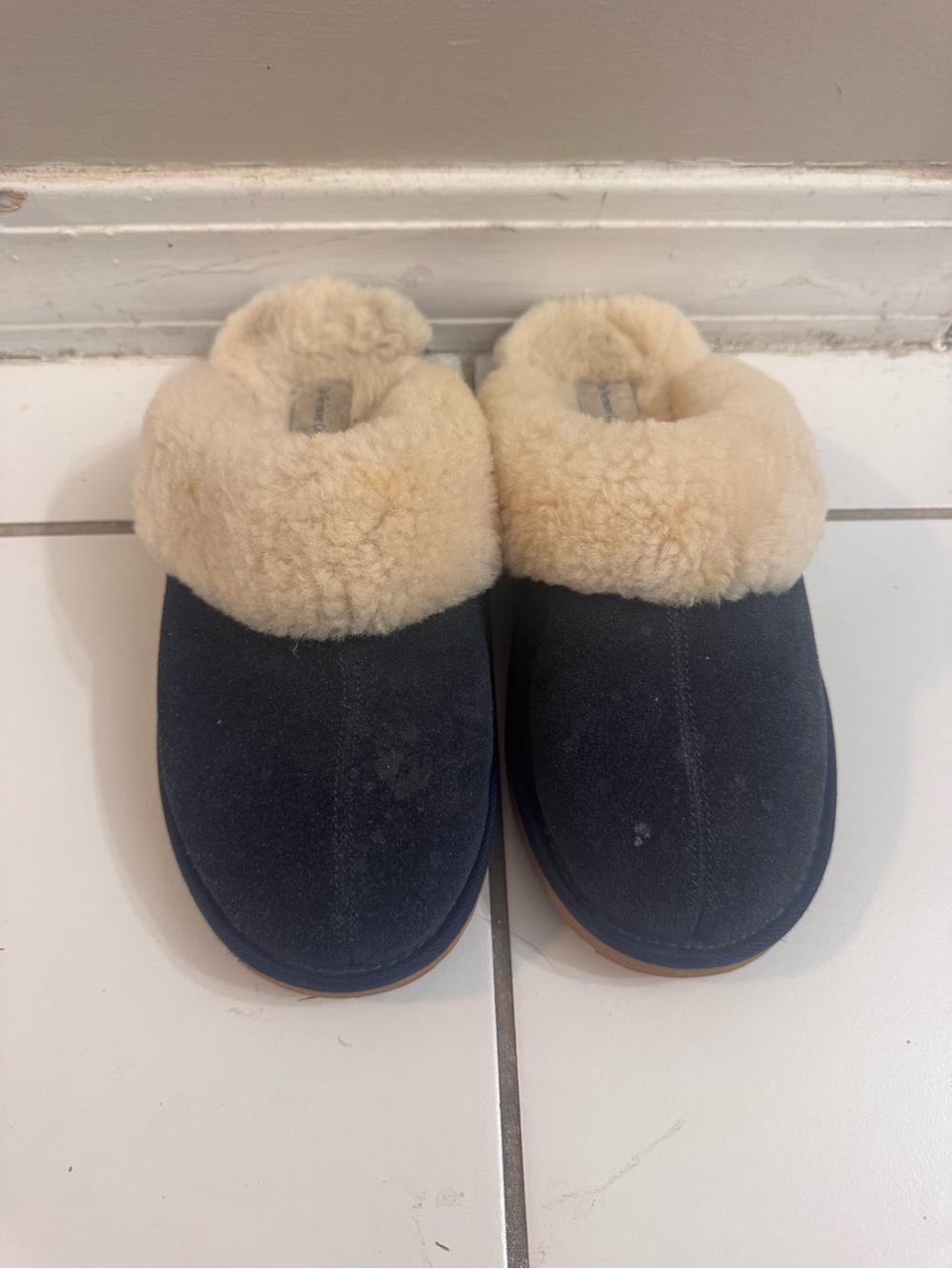 Vermont Country Store Sheepskin Scuff Slippers 11 M Shearling Suede Cozy
